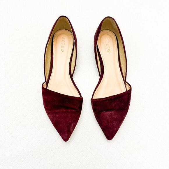 J. Crew Burgundy Dark Red Pointy Toe D'Orsday Flat Size 8 - Picture 1 of 6